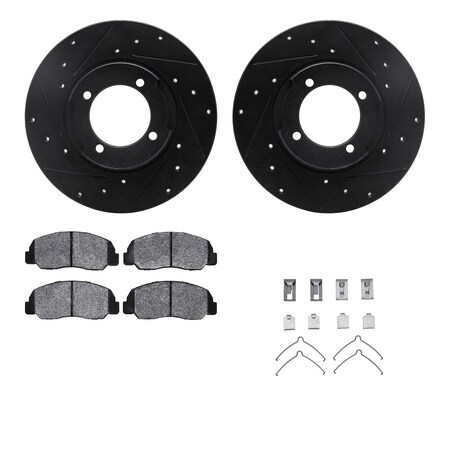 Dynamic Friction Co 8512-80011, Rotors-Drilled and Slotted-Black w/ 5000 Advanced Brake Pads incl. Hardware, Zinc Coated 8512-80011